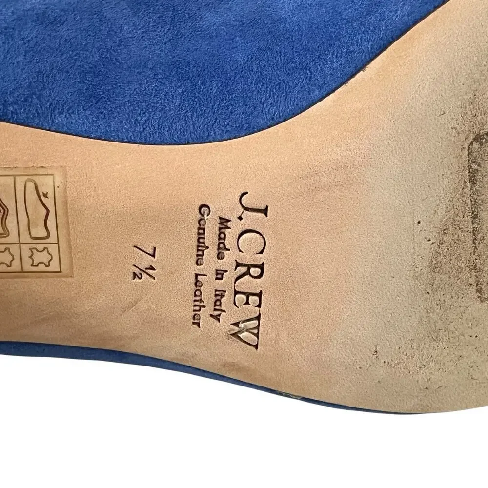 J Crew COLLECTION Dulci Suede Kitten Heels Women’s Size 7.5 Jeweled Blue Italy